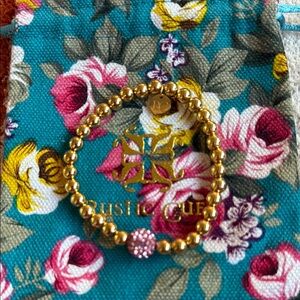 Rustic Cuff Gold and Pink Beaded Bracelet